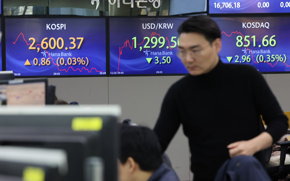 금일 오전 서울 중구 하나은행 딜링룸 현장. ⓒ 연합뉴스