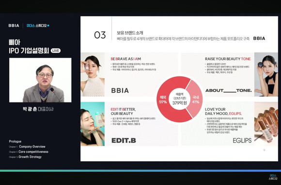 박광춘 삐아 대표이사가 27일 온라인 기자간담회를 진행 중인 모습. ⓒ 삐아