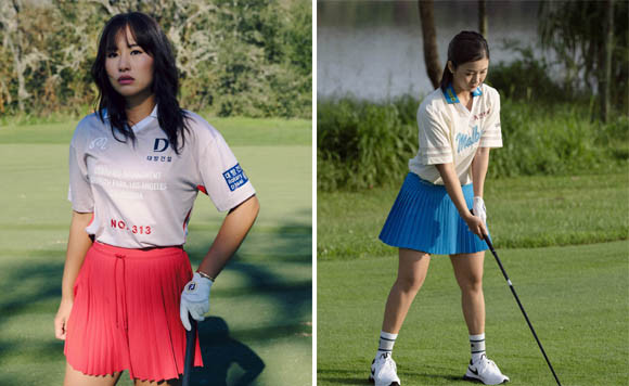 이정은6와 전예성이 말본골프의 '2024 SS 컬렉션'을 착용하고 그린 위에서의 다채로운 필드 룩을 선보였다. ⓒ 말본골프