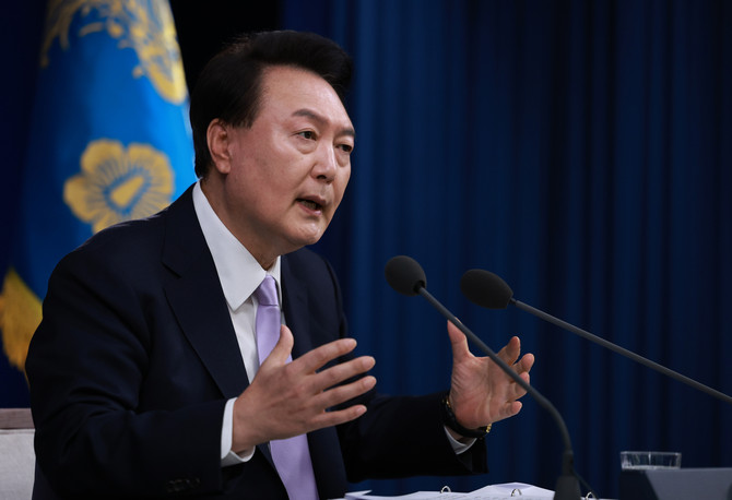 윤석열 대통령이 7일 오전 서울 용산 대통령실 청사 브리핑실에서 대국민담화를 하고 있다. ⓒ 연합뉴스