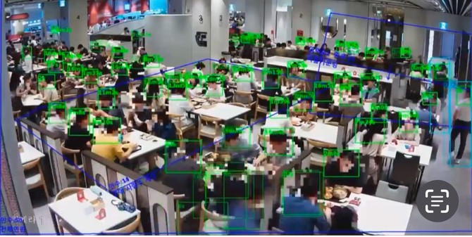 인공지능CCTV로 실시간 모자이크 처리된 어린이집 어린이들 모습. ⓒ 넷온
