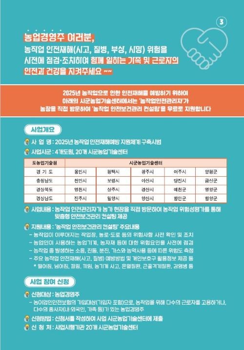 농작업 안전보건 관리체계 구축 컨설팅 사업 안내문. ⓒ 영천시