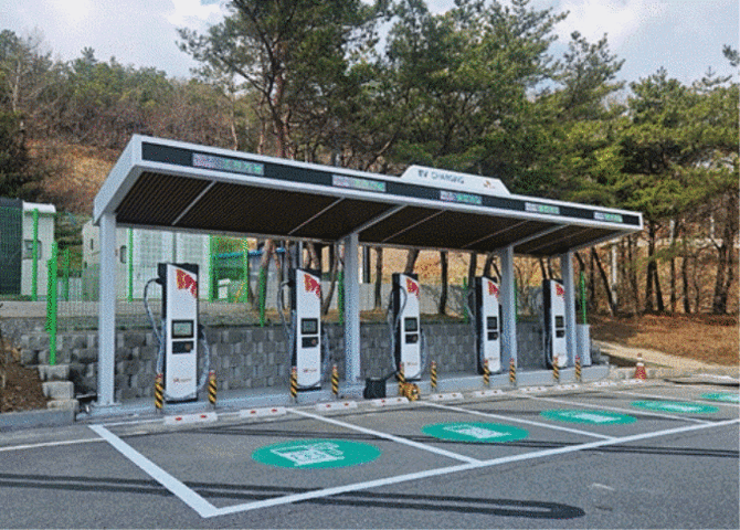 SK시그넷 전기차 충전소(황간휴게소-부산방향) 전경. ⓒ SK시그넷