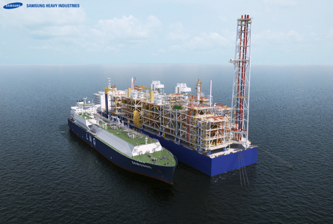 삼성중공업이 개발한 심해용 FLNG 표준모델 MLF-O 이미지. ⓒ 삼성중공업