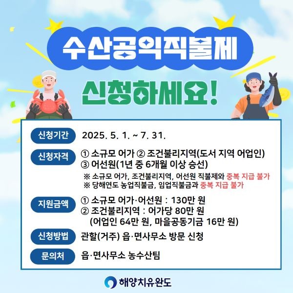 완도군 수산공익직불제 신청 안내 웹포스터. ⓒ 완도군