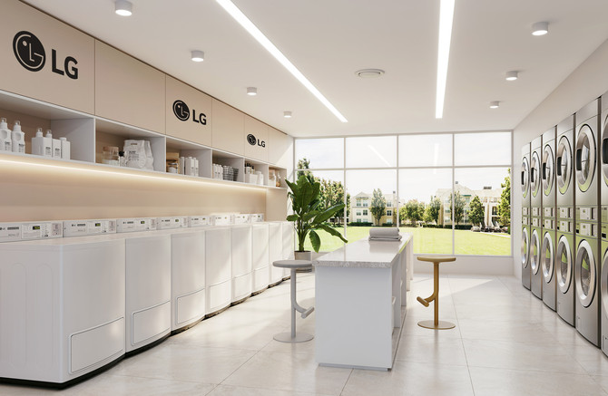 북미 코인 세탁소에 설치된 LG전자 상업용 세탁기 모습. ⓒ LG전자