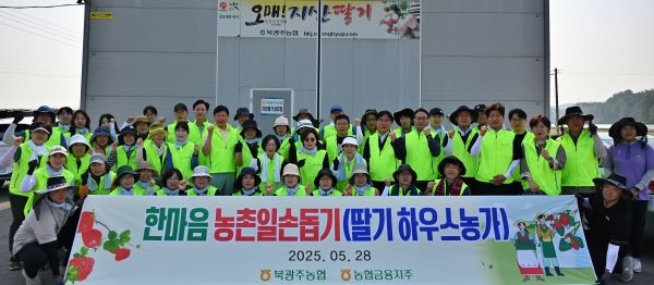 광주 관내 NH농협금융지주 계열사 임직원들이 영농철을 맞아 농촌 일손돕기에 나서며 농업·농촌 지원에 앞장섰다. ⓒ 농협중앙회 광주지역본부