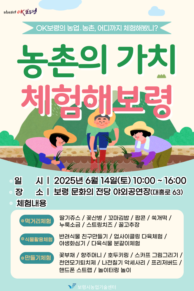 2025 농촌의 가치, 체험해보령 포스터. ⓒ 보령시