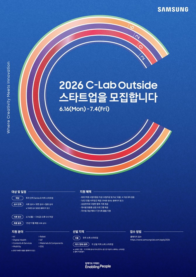 'C랩 아웃사이드' 8기 스타트업 모집 포스터. ⓒ 삼성전자