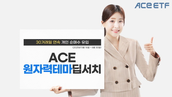 한국투자신탁운용은 ACE 원자력테마딥서치 상장지수펀드(ETF)가 30거래일 연속 개인투자자 순매수세를 기록 중이라고 1일 밝혔다. ⓒ 한국투자신탁운용
