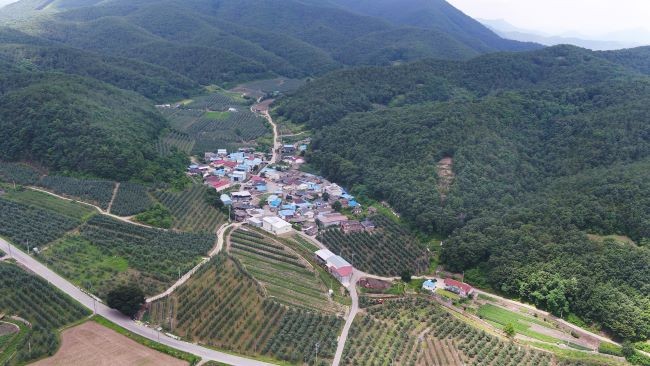 2025년 과실전문생산단지 기반조성 공모사업에 선정된 현서면 화목1리. ⓒ 청송군