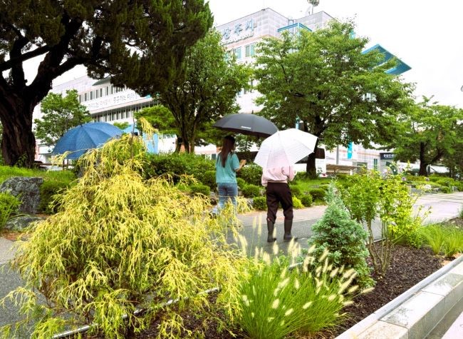 상주시가 도심 곳곳에 조성한 기후대응형 빗물정원 모습. ⓒ 상주시