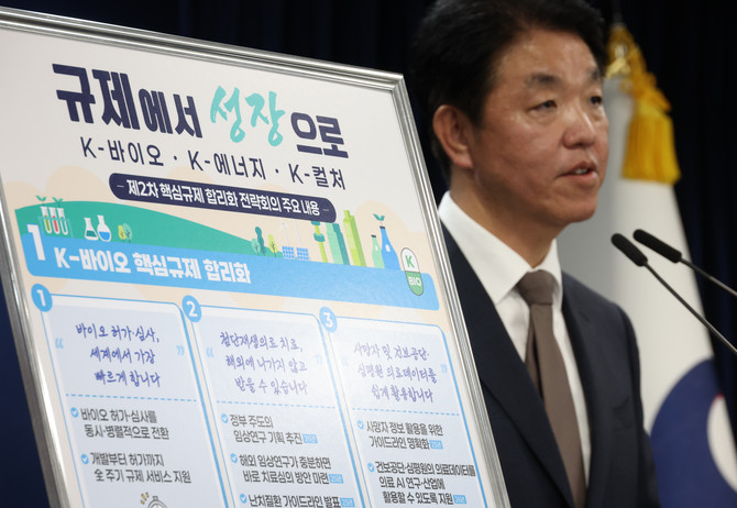 손동균 국무조정실 규제조정실장이 지난 16일 정부서울청사에서 2차 핵심규제 합리화 전략회의 사후 브리핑을 하고 있다. ⓒ 연합뉴스