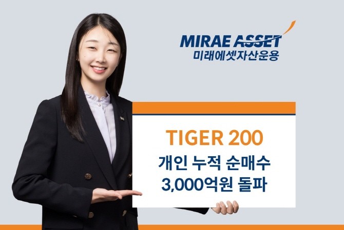 미래에셋자산운용은 'TIGER 200 ETF'가 연초 이후 개인 누적 순매수 3000억원을 돌파했다고 23일 밝혔다. ⓒ 미래에셋자산운용