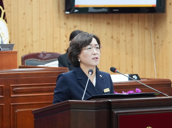 유경숙 강진군의원의 발언 모습. ⓒ 강진군의회
