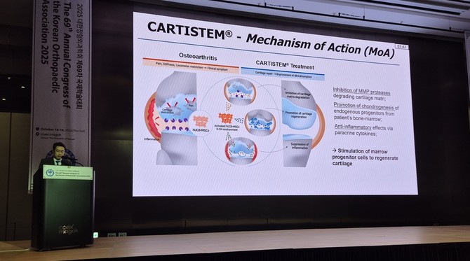 메디포스트의 제대혈유래 동종중간엽 줄기세포치료제인 카티스템이 제69차 대한정형외과 국제학술대회에서 연골 재생 치료의 새로운 패러다임을 제시하며 학계의 주목을 받았다. ⓒ 메디포스트