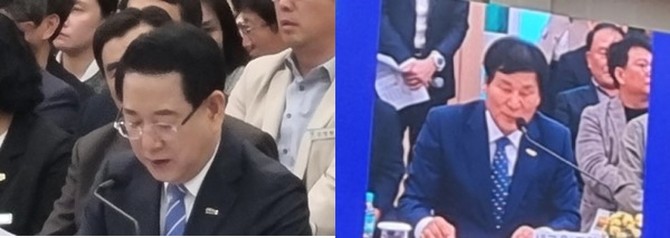 정책비전투어에서 발언하는 김영록 전남지사와 이상익 함평군수. =전남도청종합기자단