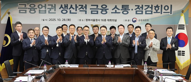 권대영 금융위원회 부위원장이 28일 오후 서울 종로구 정부서울청사에서 KB·신한·하나·우리·농협·BNK·iM·JB·메리츠·한국투자 금융지주 및 미래에셋 증권, 키움 증권, 삼성화재, 한화생명, 교보생명의 생산적 금융 담당 임원 등과 함께 개최한 '금융업권 생산적 금융 소통회의'에서 생산적 금융 추진 계획에 대해 논의했다. ⓒ 금융위원회