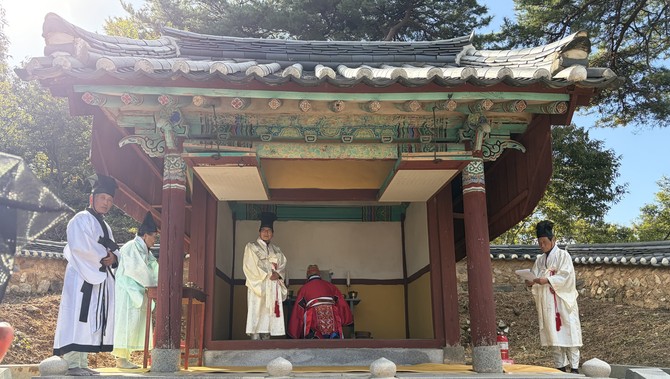 지난 2일, 청남면 이산사에서 조성한선생의 학덕을 기리는 제향이 봉행됐다. ⓒ 청양군