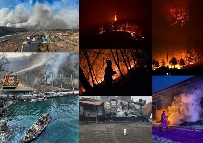 경북 산불의 흔적 모음(사진기자, 소방관, 주민 경북 산불 현장 사진). ⓒ 계명대학교