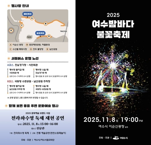 10주년 '2025 여수밤바다 불꽃축제' 안내도. ⓒ 여수시