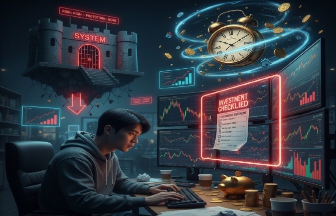 MZ세대에게 지금 필요한 건 투자 팁이 아닌 손실을 막는 체크리스트다. ⓒ 제미나이 생성 이미지