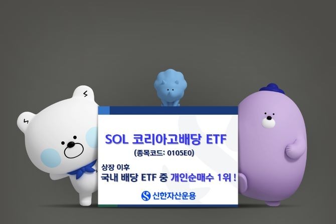 신한자산운용은 지난 9월 상장한 'SOL 코리아고배당 ETF'의 개인투자자 누적 순매수가 835억원을 돌파하며 같은 기간 국내 배당 ETF 중 가장 많은 개인투자자 자금이 몰린 상품으로 집계됐다고 밝혔다. ⓒ 신한자산운용