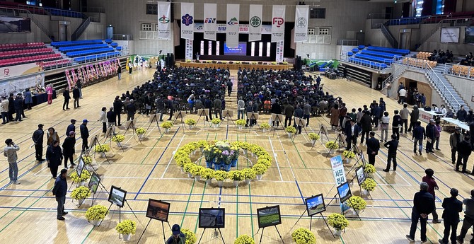 11일 청양군민체육관에서 열린 '2025 청양군 농업인의 날 기념식' 모습. ⓒ 청양군