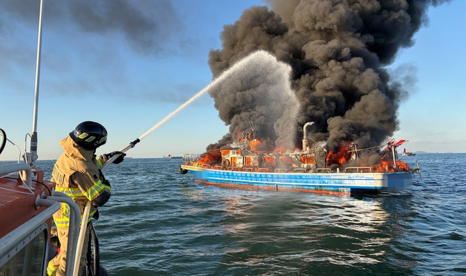 보령해경 구조대가 소화중인 모습. ⓒ 보령해경