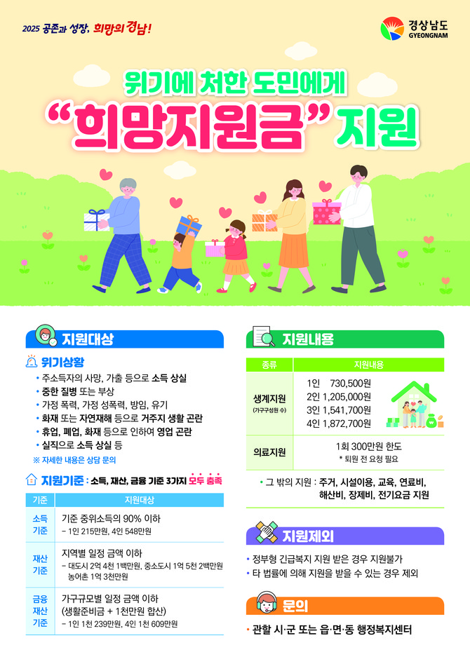 동절기 위기가구 희망지원금. ⓒ 경남도