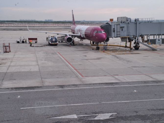 한국-태국을 연결하는 타이비엣젯 항공기 'WOW' = 박진우 기자.