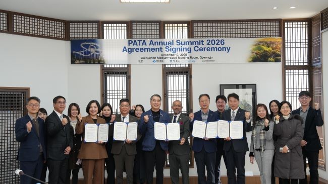 9일 경북문화관광공사에서 아시아태평양관광협회(PATA), 경주시, 포항시, 경북문화관광공사와 함께 2026년 PATA 연차총회의 성공적 개최를 위한 업무협약을 체결했다. ⓒ 경북도