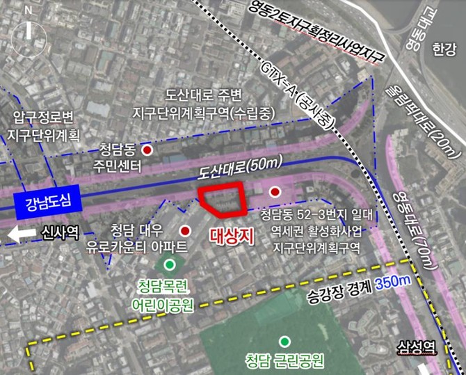 강남구 청담동 52번지 일대 배치도 © 서울시