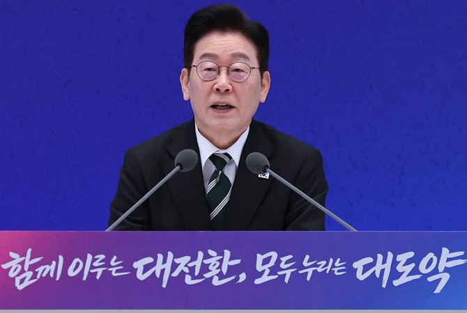 이 대통령은 청와대 영빈관에서 2026년 신년 기자회견을 개최했다. ⓒ 연합뉴스