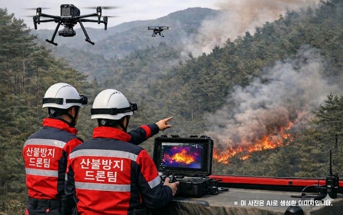 산림청 산하 한국산림재난안전기술공단 산불방지 드론팀 AI 생성 이미지. ⓒ 산림청