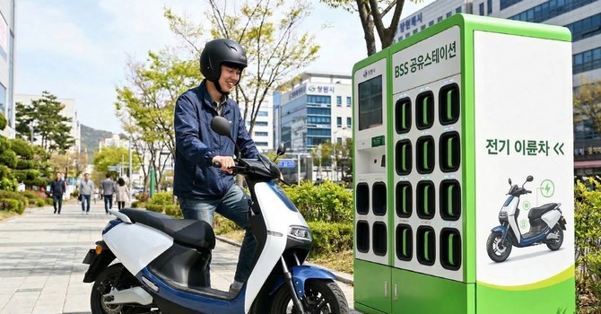 창원시 공유형 이륜차 및 배터리교환소 이미지. ⓒ 창원시