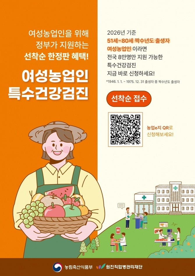 여성농업인 특수건강검진 지원사업 홍보문. ⓒ 천안시