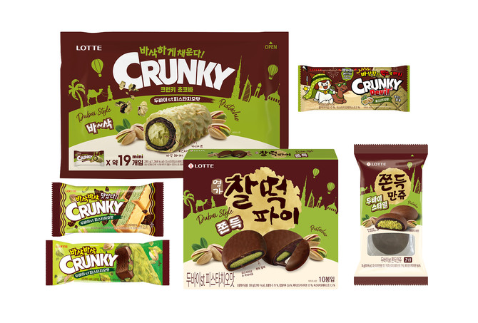 두바이st 피스타치오맛 제품 라인업 이미지. ⓒ 롯데웰푸드