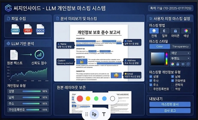 AI 개인정보 마스킹 시스템의 메인 화면. ⓒ 씨지인사이드