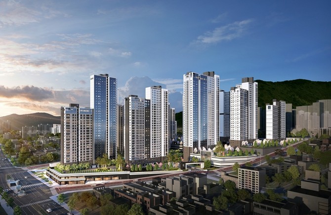 부산 사상구 엄궁동 엄궁1구역 '엄궁역 트라비스 하늘채' 조감도. ⓒ코오롱글로벌