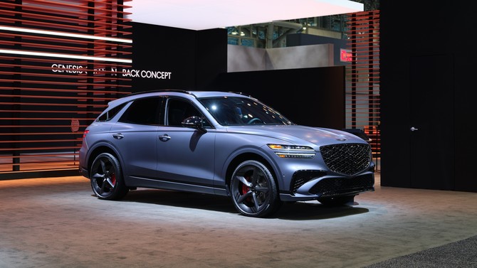 2026 뉴욕 국제 오토쇼에 전시된 제네시스 GV70 그래파이트 에디션. ⓒ 제네시스 브랜드 