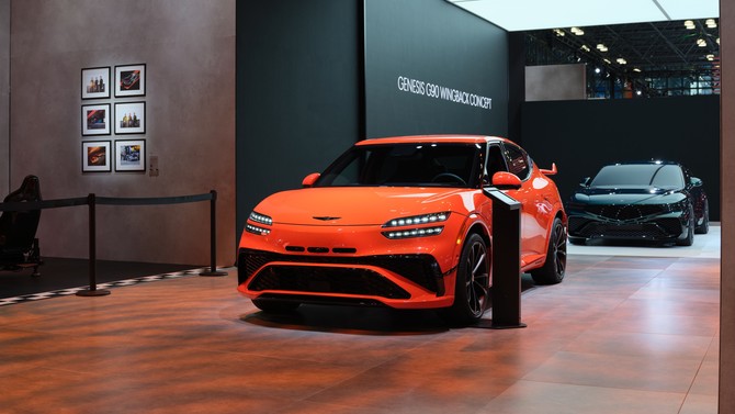 2026 뉴욕 국제 오토쇼에 전시된 제네시스 GV60 마그마. ⓒ 제네시스 브랜드