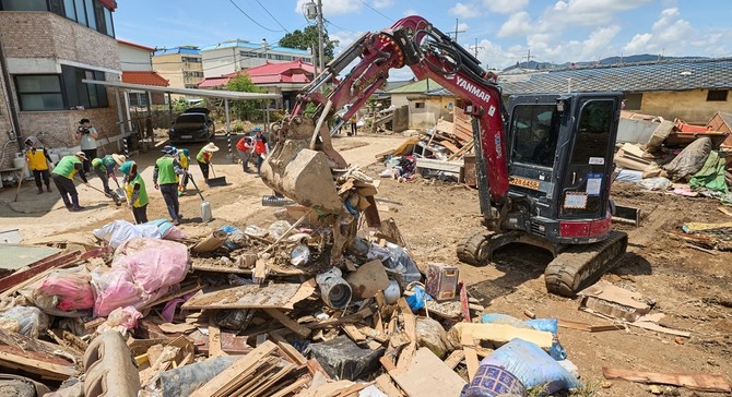 2025년 7월21일 호우피해 복구 현장점검 모습. ⓒ 아산시