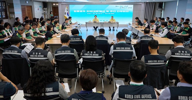 2025년 7월28일 집중호우 피해대책 회의 모습. ⓒ 아산시