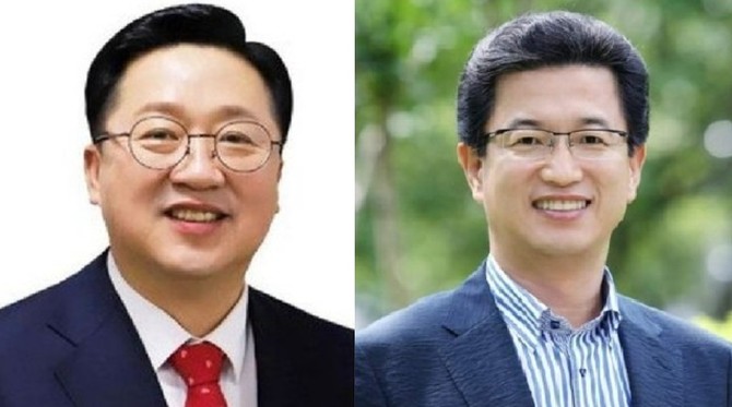 왼쪽부터 이장우 현 대전시장, 허태정 전 대전시장. ⓒ 프라임경제