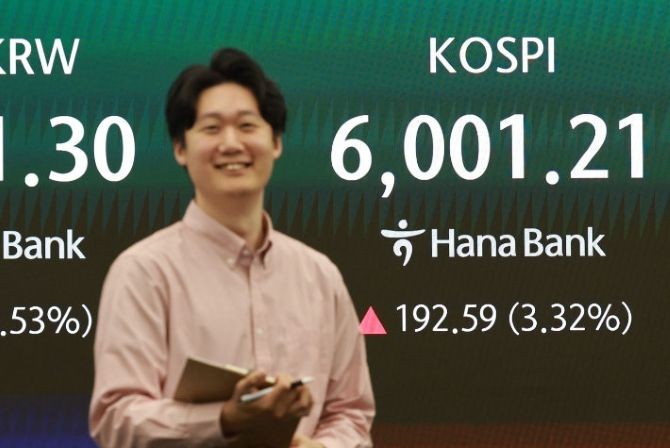 코스피가 중동발 지정학적 리스크 완화 기대감에 힘입어 42일 만에 6000포인트를 재탈환했다. ⓒ 연합뉴스