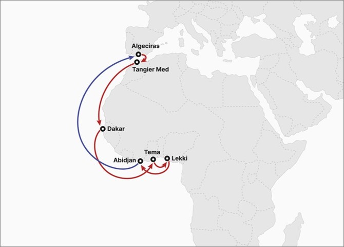 MA2(Mediterranean West Africa) 서비스. ⓒ HMM