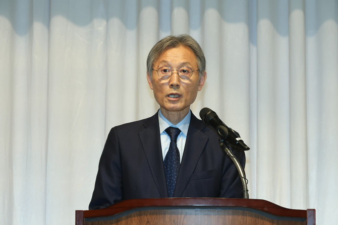 고광헌 방송미디어통신심의위원회 위원장이 16일 서울 양천구 방송회관에서 열린 취임식에서 취임사를 하고 있다. ⓒ 연합뉴스