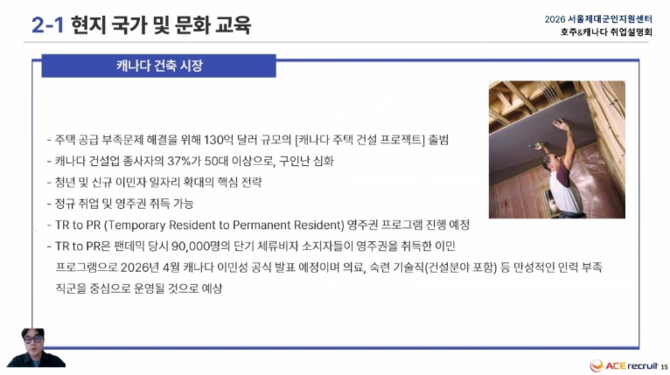 제대군인을 위한 호주·캐나다 타일러 및 실내건축시공 온라인 채용설명회. ⓒ 서울제대군인지원센터
