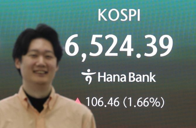 코스피가 주요 반도체 기업들의 기록적인 어닝 서프라이즈에 힘입어 사상 처음으로 6500선을 돌파했다. ⓒ 연합뉴스